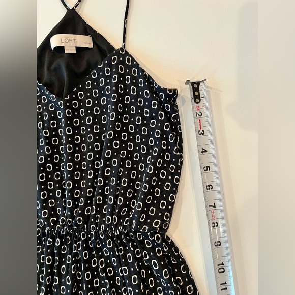 LOFT Petite Racerback Flowy Cinched Geometric Black White Mini XXSP Mini Dress - Picture 9 of 12